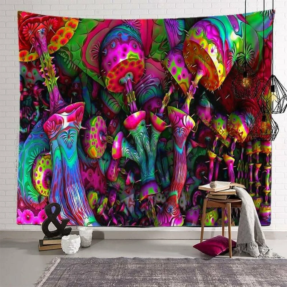 

2021 New Wall Mounted Psychedelic Tapestry Background Cloth Hanging Cloth Bedspread Bedroom Home Decoration Tapestry