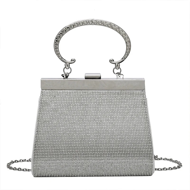 

Elegant Female Metal Tote Bag 2021 Fashion New High quality Diamond Women's Designer Handbag Chain Shoulder Messenger Bag Purses