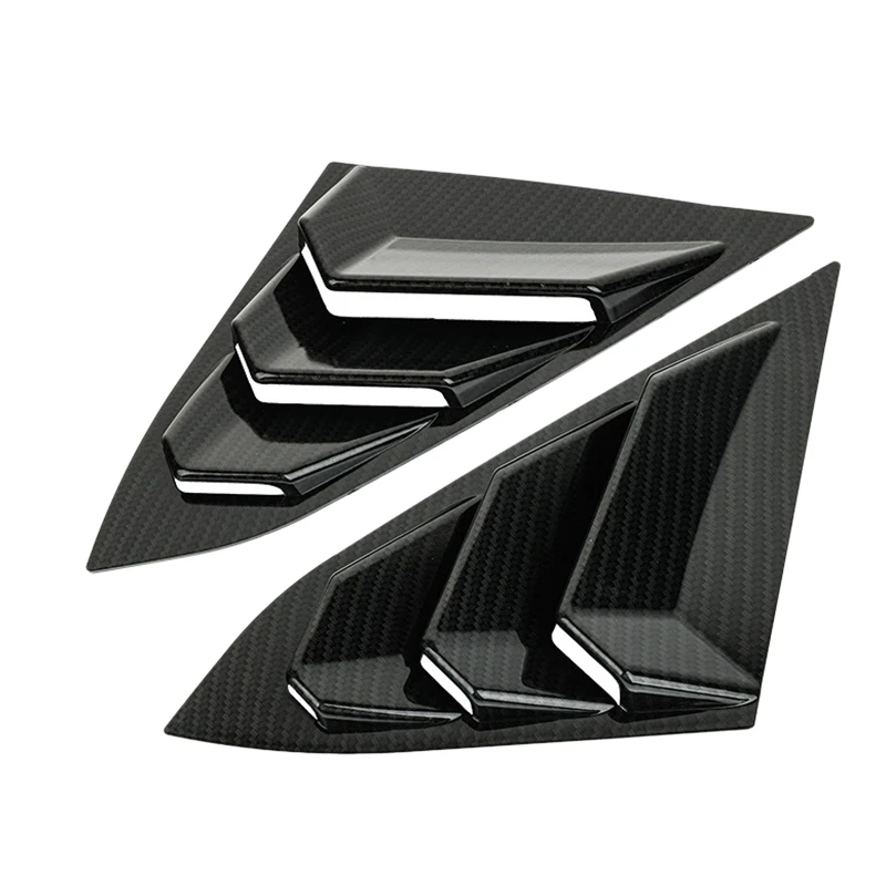 

NEW-Rear Quarter Window Carbon Fiber Pattern Car Rear Quarter Spoiler Panel Side Vent Window Louver for Honda Civic 16-18