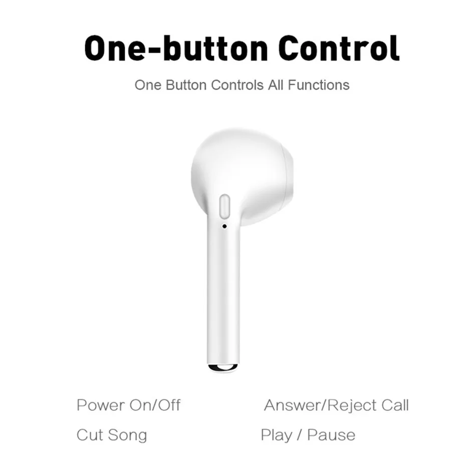 i7-mini tws Wireless Bluetooth Earphones Matte Earbuds With Charging Box in-ear Sports Waterproof For iPhone iOS Android | Электроника