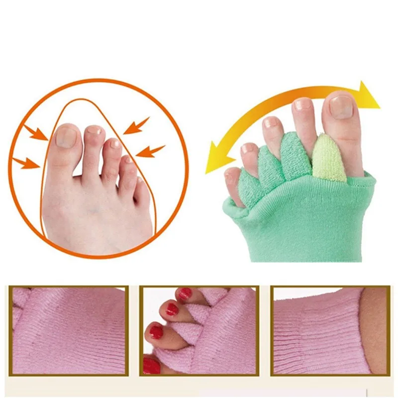 

2Pcs Foot Alignment Pain Relief Socks for Pedicure Device Hallux Valgus Correction Five Toe Socks Fingers Toe Separators