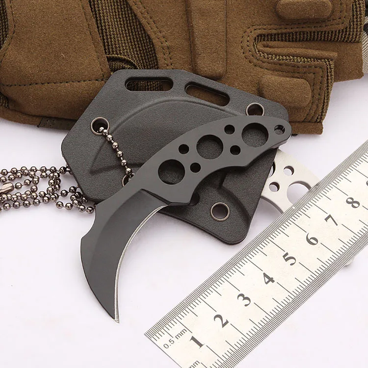 

Mini creative stainless steel necklace knife Survival Knife Claw knife Portable self-defense scimitar