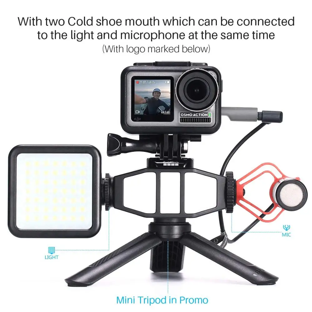 Микрофонный адаптер для GoPro Vlogging Setup Bracket w 2 крепление микрофона Штатив Адаптер Hero