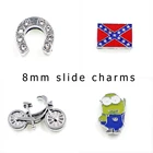 20 шт.лот внутренний диаметр 8 мм слайд Lucky Charm лошадь велосипед горный хрусталь DIY Аксессуары подходят 8 мм широкий пояс ошейник для домашних животных