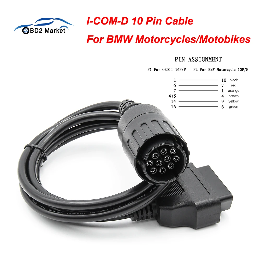Диагностический сканер ICOM D для мотоциклов и BMW 10 контактный кабель OBD 2 OBD2|Кабели