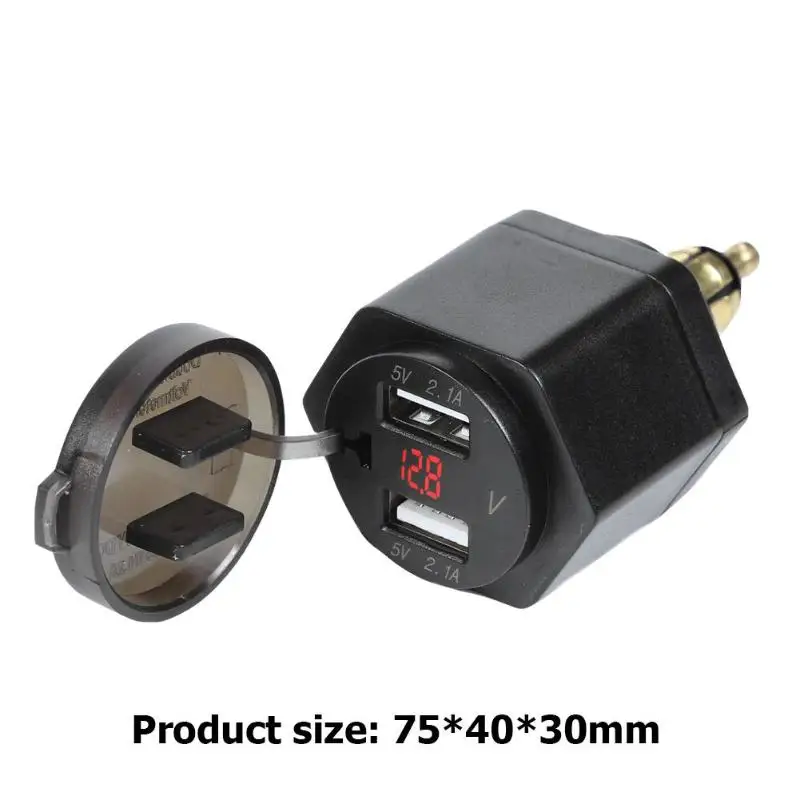 

Motorcycle 12V-24V 4.2A Motos Dual USB Charger with Voltmeter LCD Display Motocicleta Charging for BMW Hella/DIN Plug