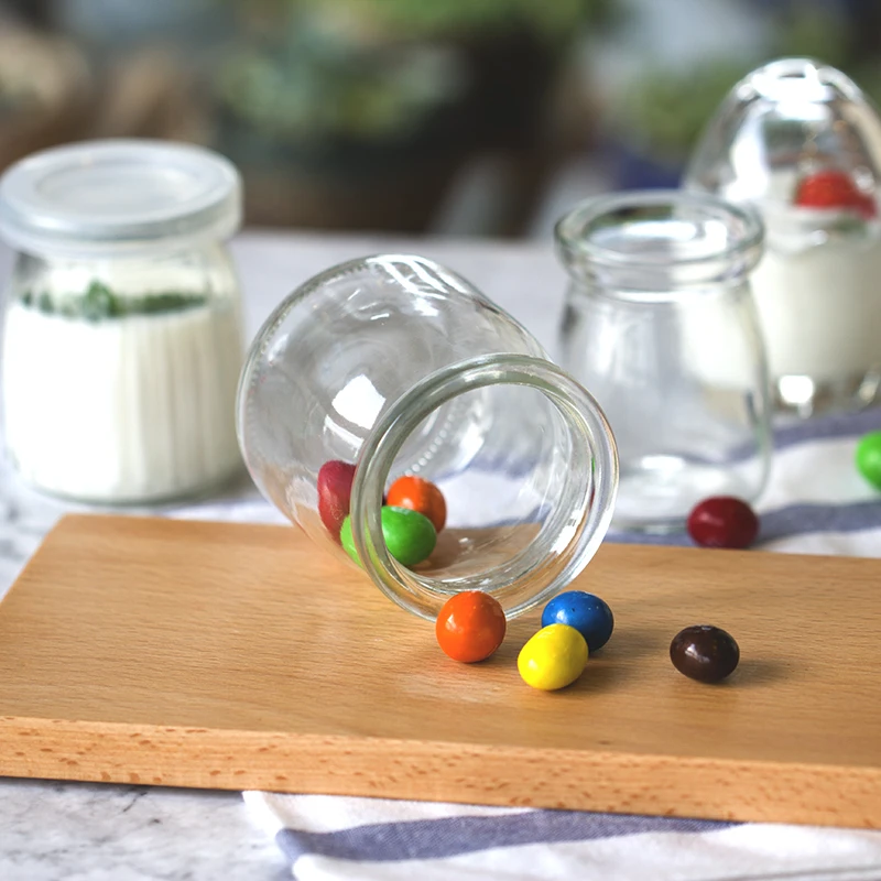 Упаковка из 4 стеклянных бутылок для пудинга с крышкой. Вечерние формы яичной