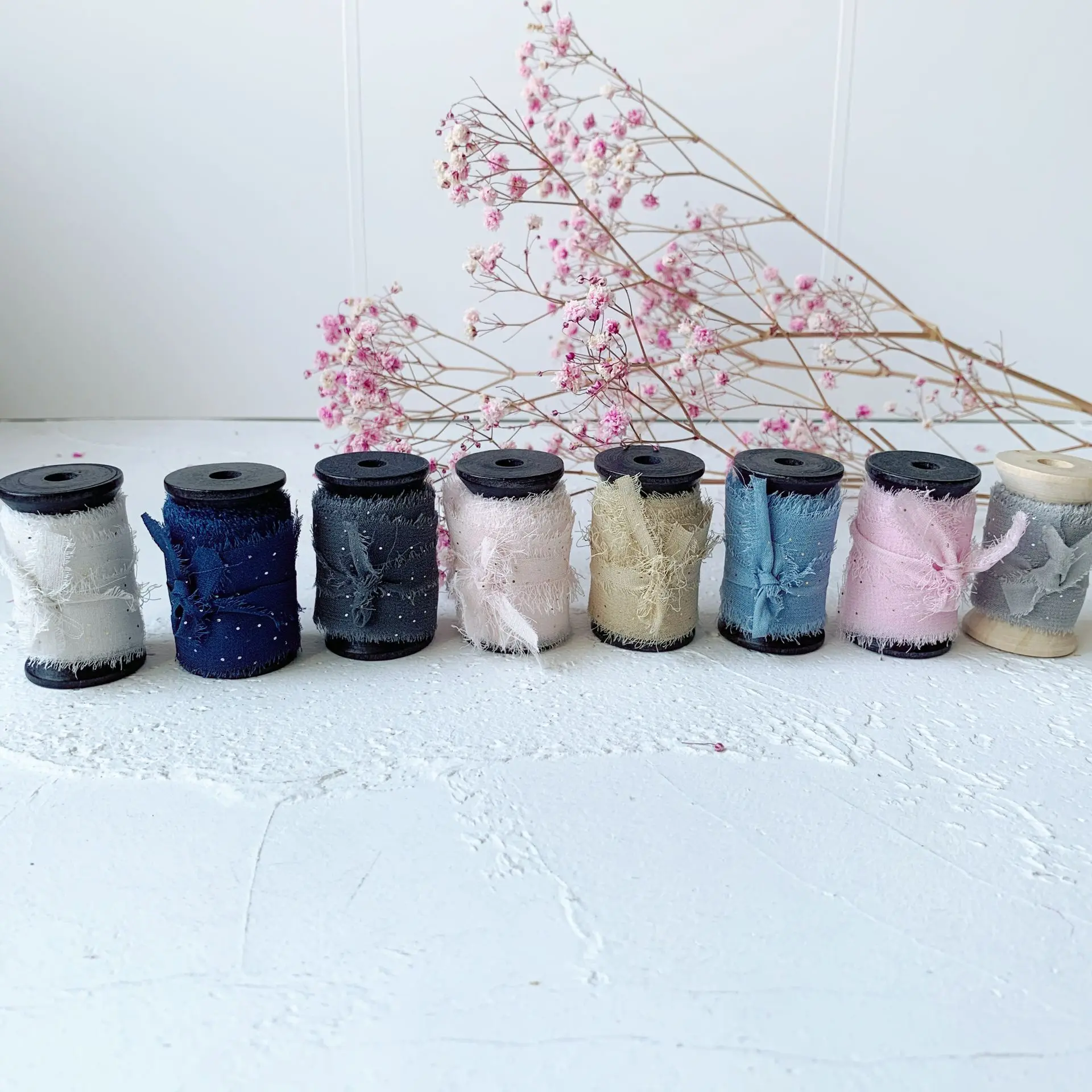 Новая лента из 100% чистого шелка 9 цветов потрепанная деревянная Ткань для