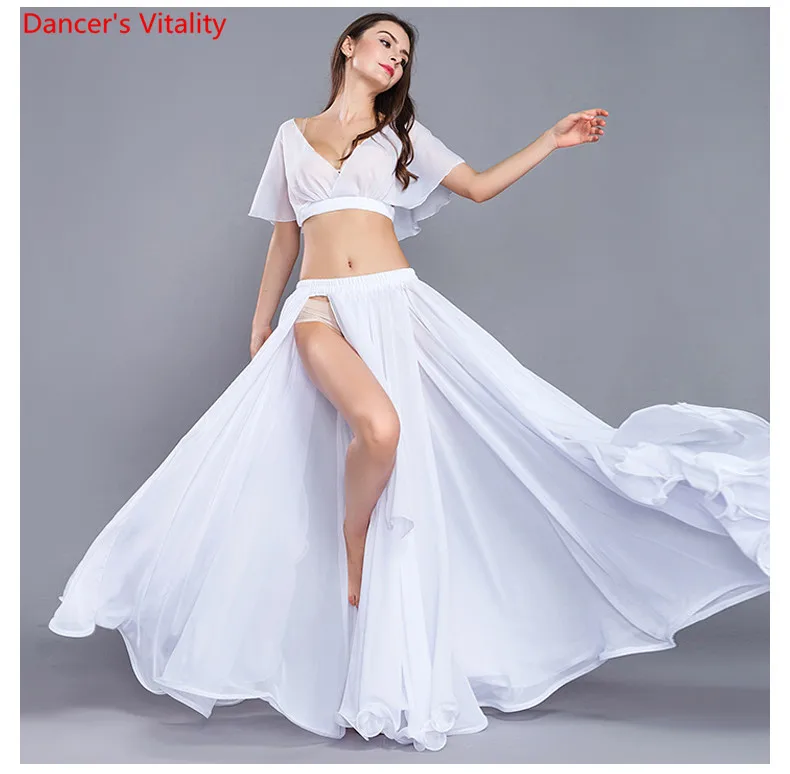 Новый женский шифон костюм летний 2 шт. Танец живота юбка танцовщица