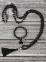 yuokiaa japamala 108 bead necklace natural lava rock healing balance meditation prayer necklace bracelet for women men jewelry