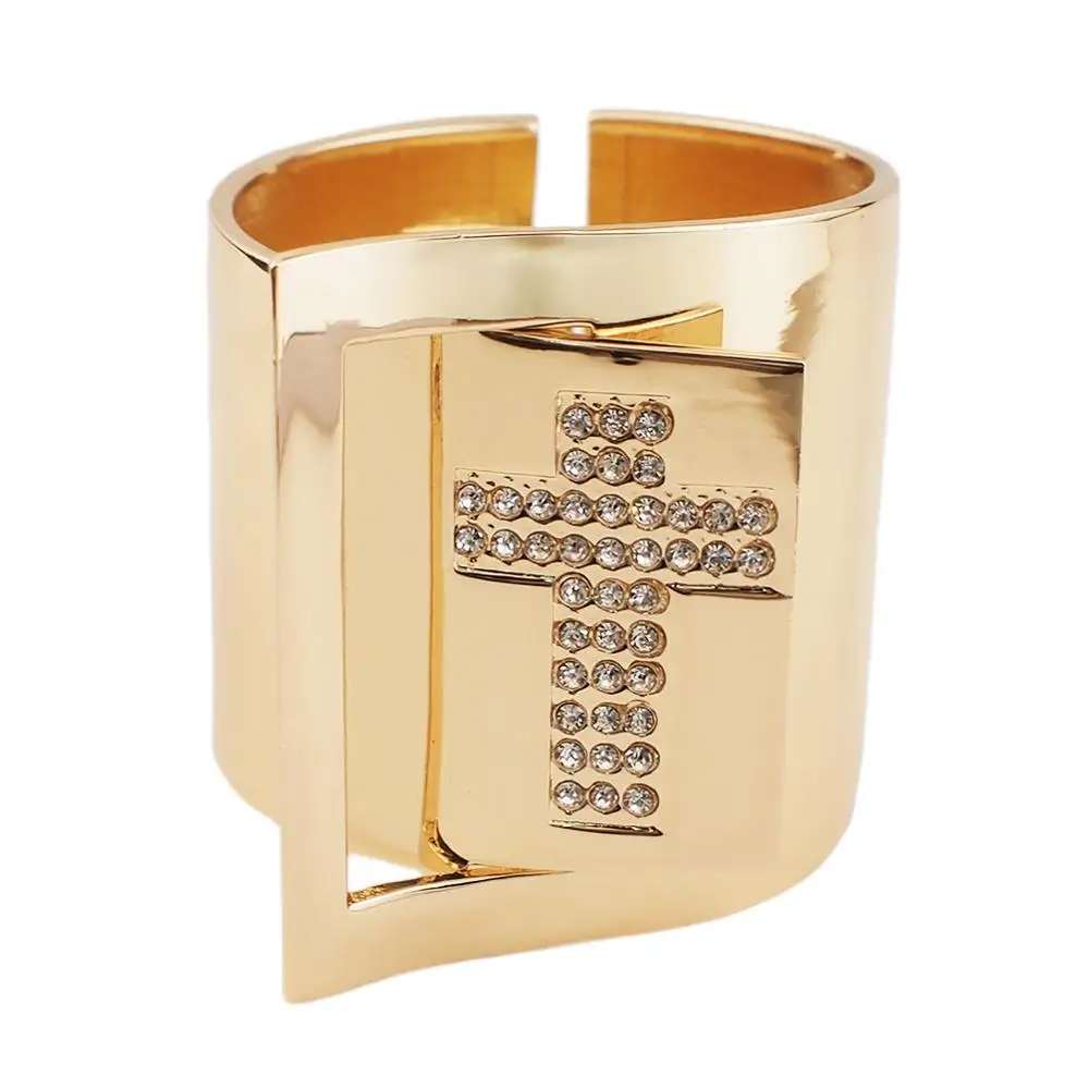 MANILAI Крест Стразы дизайн большая манжета браслет для женщин высокое качество