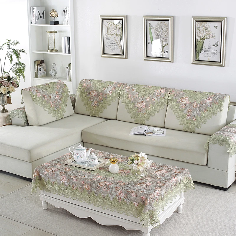 

Embroidered tablecloth table dining table cover table cloth round green flower Fresh Lace fabric TV cabinet dressing HM1357