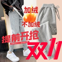 girls plus velvet casual pants autumn and winter leggings black gray trousers childrens trousers student thickened sports pants