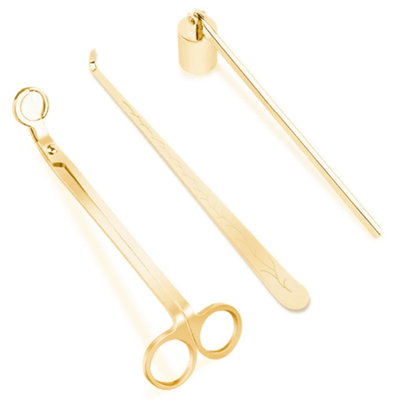 

Candle Accessory Set Candle Snuffer Trimmer Hook Stainless Steel Luxury Candle Scissors 3 Pcs Candle Care Kit