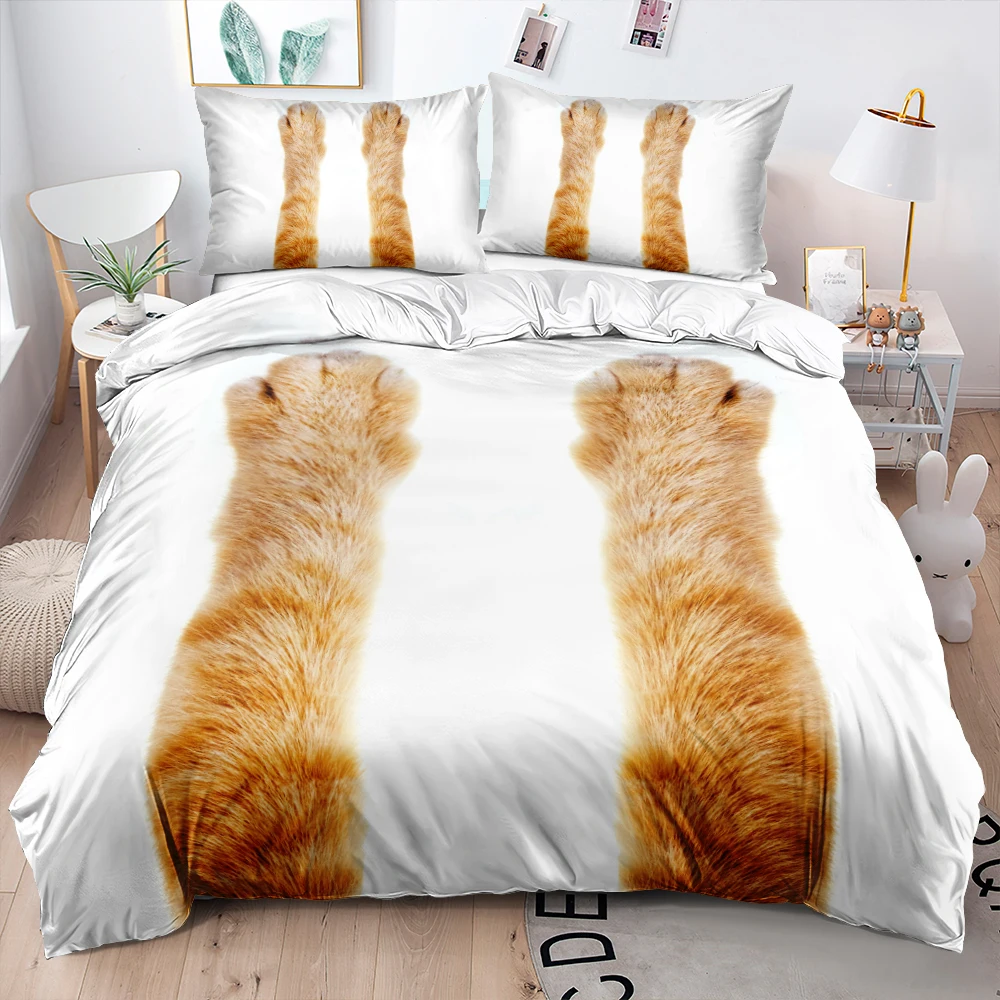 

3D Lovely Cat Paw Duvet Cover Set Custom Design Comforter/Blanket Cover Set Full Double King Size 203x230cm Bed Linen for Adults