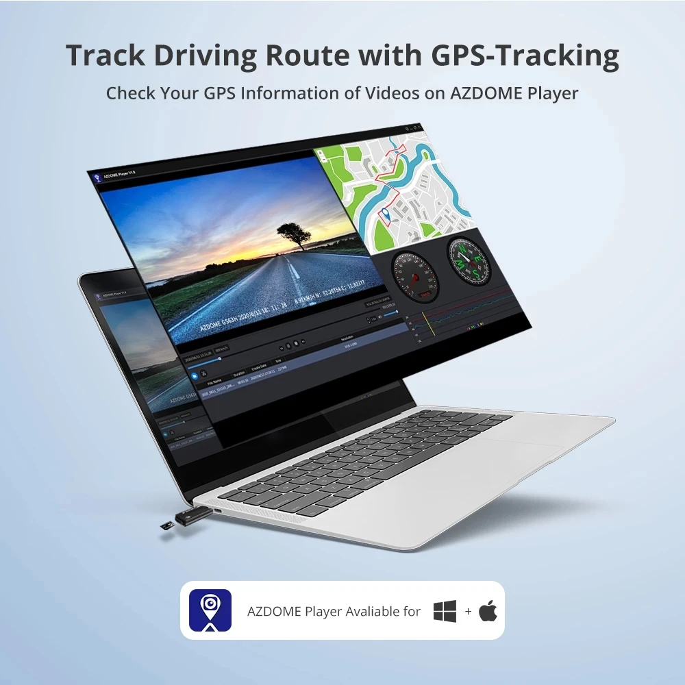 Видеорегистратор AZDOME автомобильный 1440P GPS Wi-Fi ночное видение | Автомобили и