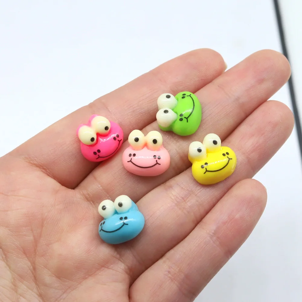 200 шт. смайлик смешанные Цвет лягушка Голова Маленькое Kawaii резиновые кабошоны из