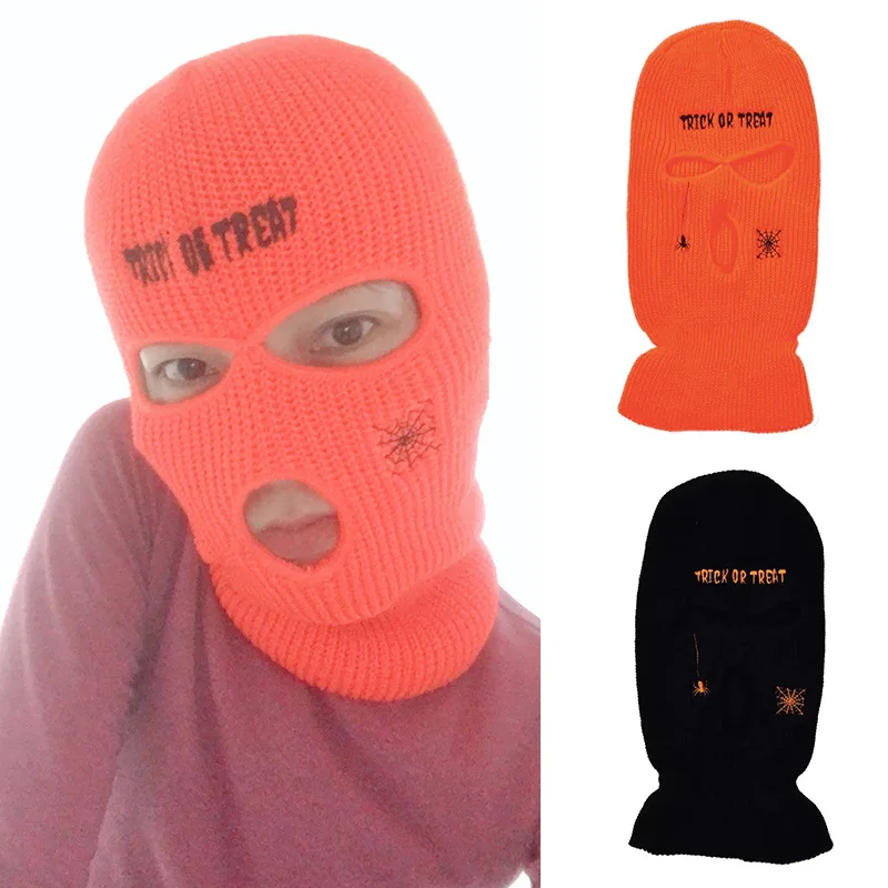 

2022New Knit Hat Balaclava 3 Hole Full Face Ski Cycling Tactical CS Windproof Knit Beanies Bonnet Winter Warm Unisex Caps