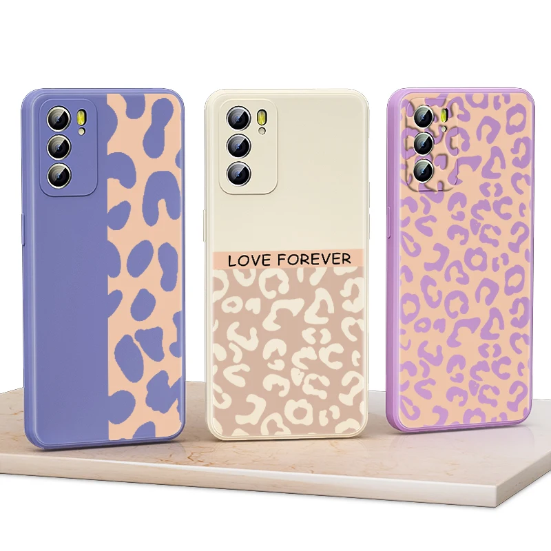 

Fashion Leopard Liquid Silicone Soft Phone Case For OPPO Reno 6 5 5K 5F 4F 4Z 4 3 2 2F 2Z Z Pro Plus Lite 5G Phone Case