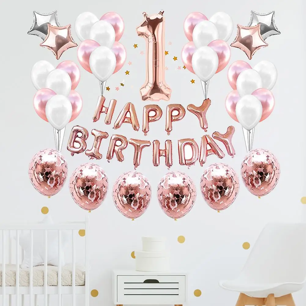 37 шт./компл. 1 год день рождения поставки и розовое золото вечерние украшения