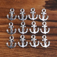 antique silver color 10pcs zinc alloy anchor shape metal pendant charms for jewelry making 1316mm handmade diy accessories