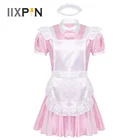 Костюм горничной для косплея для мужчин и взрослых, сексуальный французский фартук для неженок, горничная, мини-платье, черный готический карнавальный наряд на Хэллоуин