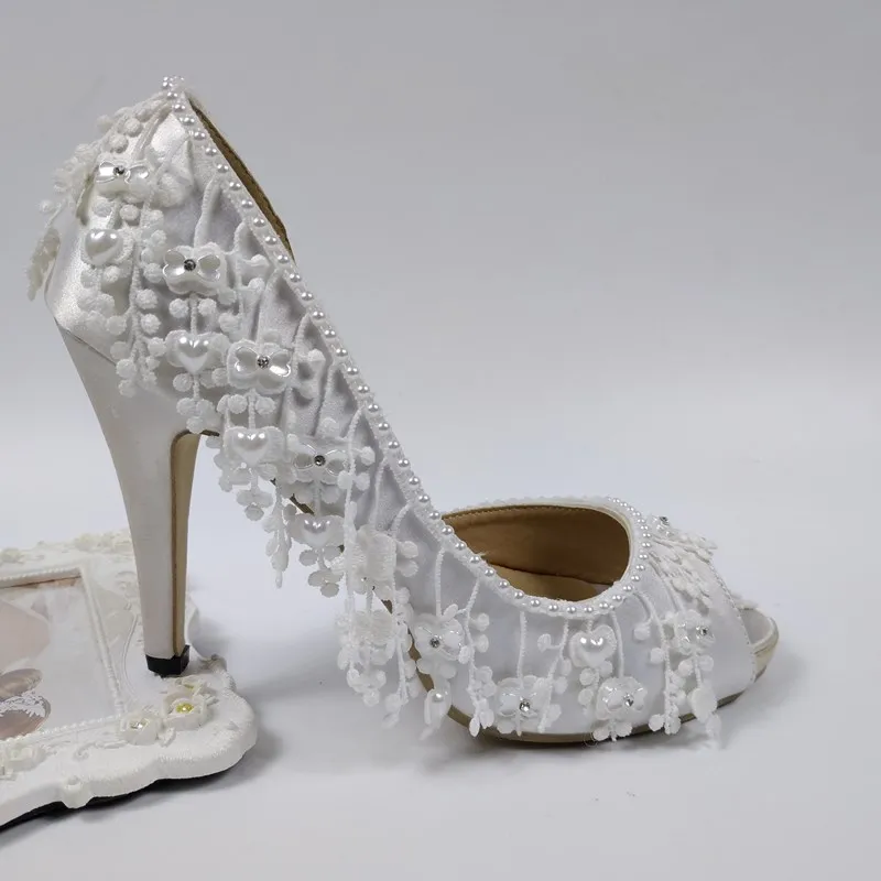 BaoYaFang/свадебные туфли с бусинами и жемчугом Женские вечерние цветами Белые