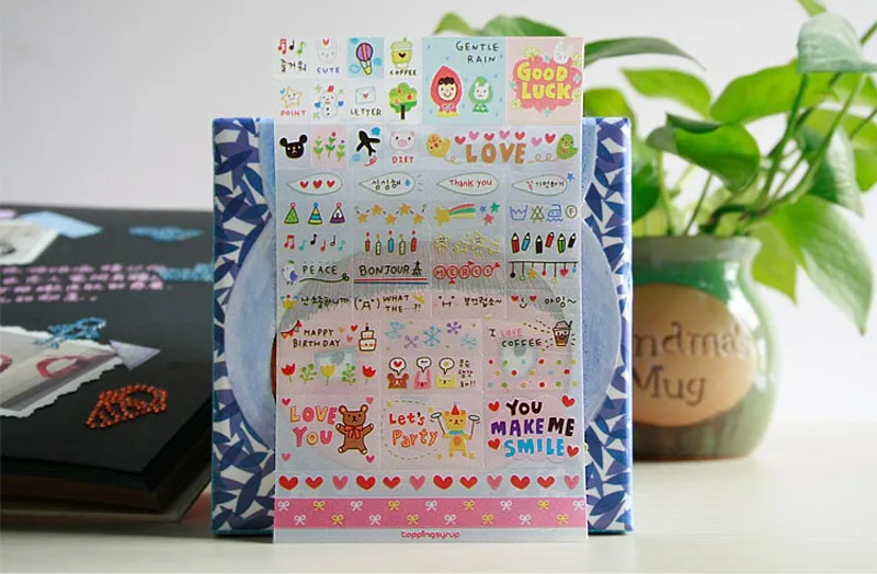 6 шт./лот Kawaii прозрачные ПВХ наклейки для DIY альбома дневника украшения мультфильм