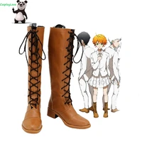 cosplaylove the promised neverland emma brown shoes cosplay long boots leather custom made for party birthday