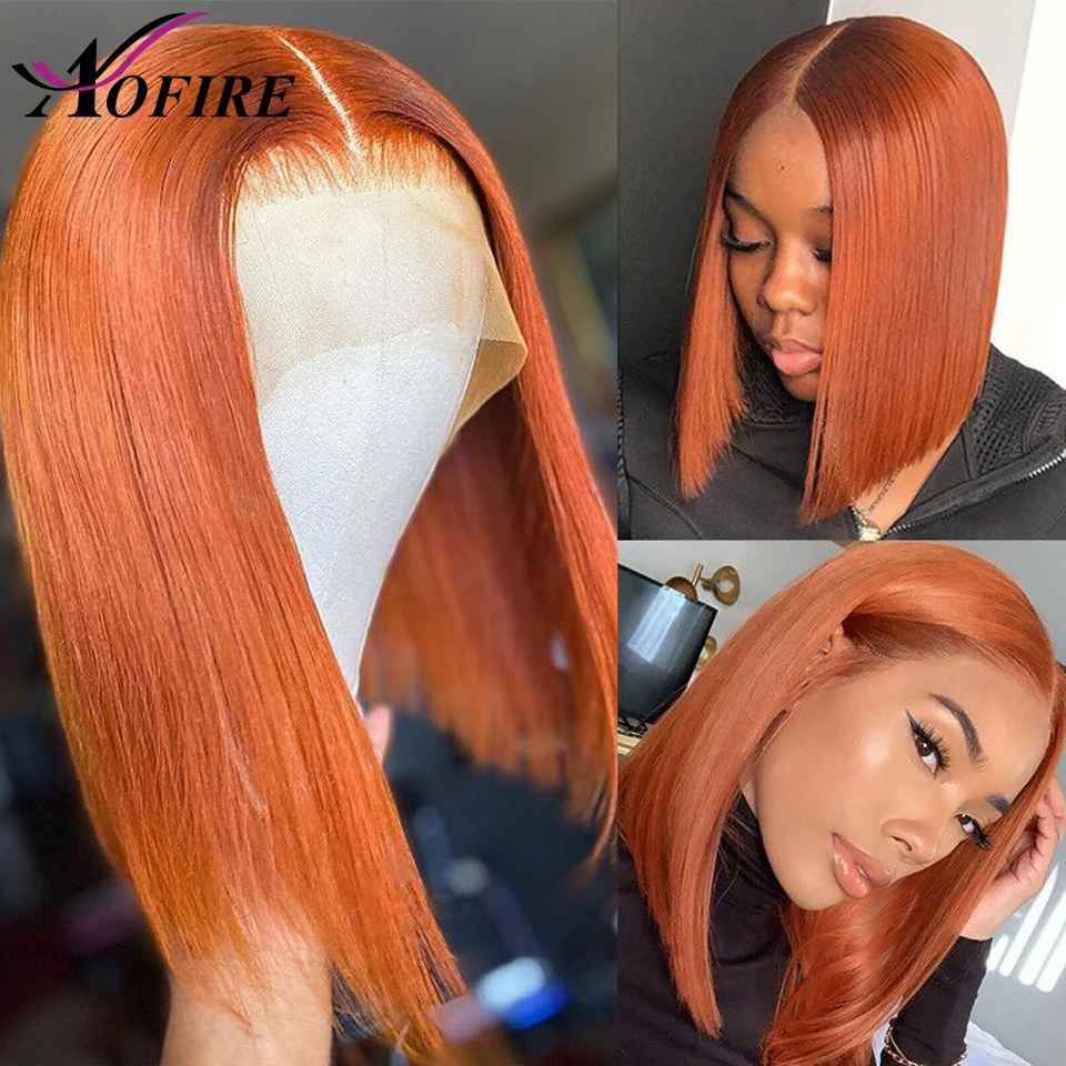 

Ginger Orange Straight Lace Front Wig Bob Wig Lace Front Human Hair Wigs For Women HD Pixie Cut Wig Human Hair Lace Frontal Wigs