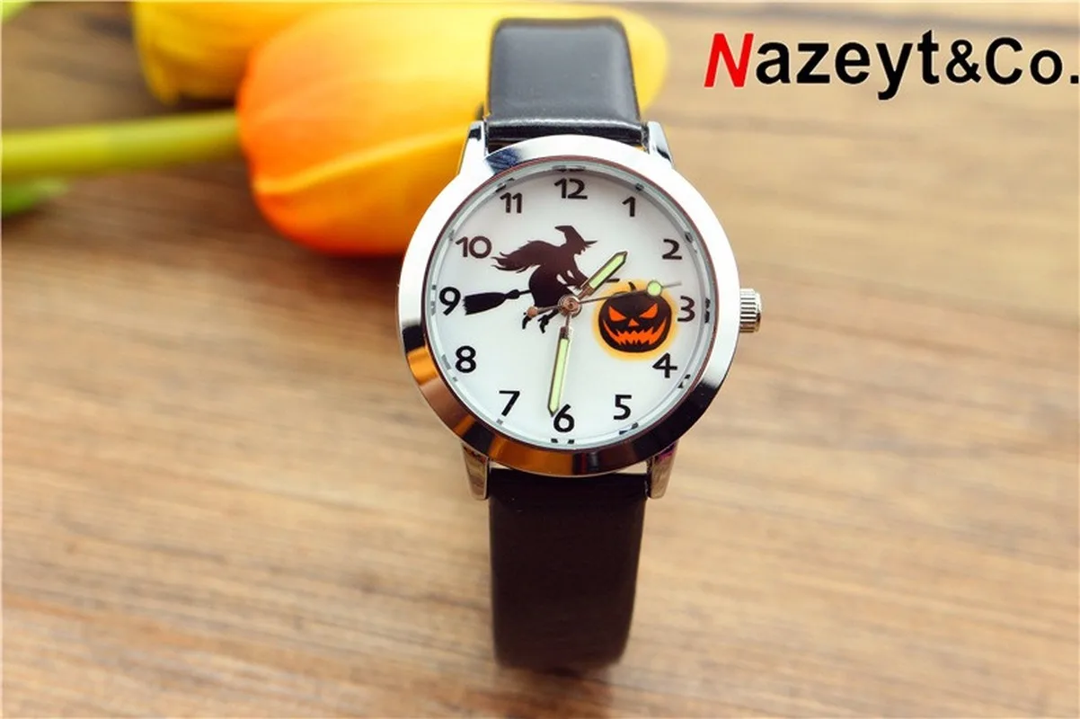 Новинка Светящиеся в темноте часы для Хэллоуина Джек О ' фонарь детский подарок