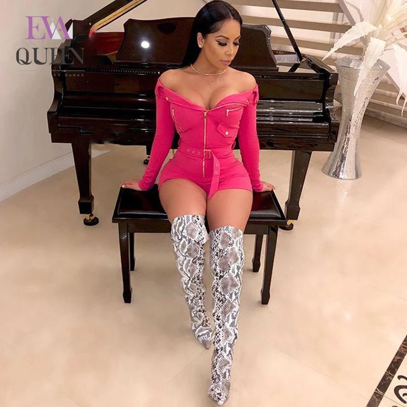 EvaQueen 2019 Fashion Jumpsuit Women Summer Off Shoulder Bodycon Playsuits Elegant Casual Sexy Rompers Womens Jumpsuits Overalls | Женская