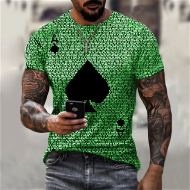 

2021 Summer Street Fashion Graffiti Men's Spades A Couple 3D Creative Character Casual Shirt Large Size Short Sleeve T-shirt