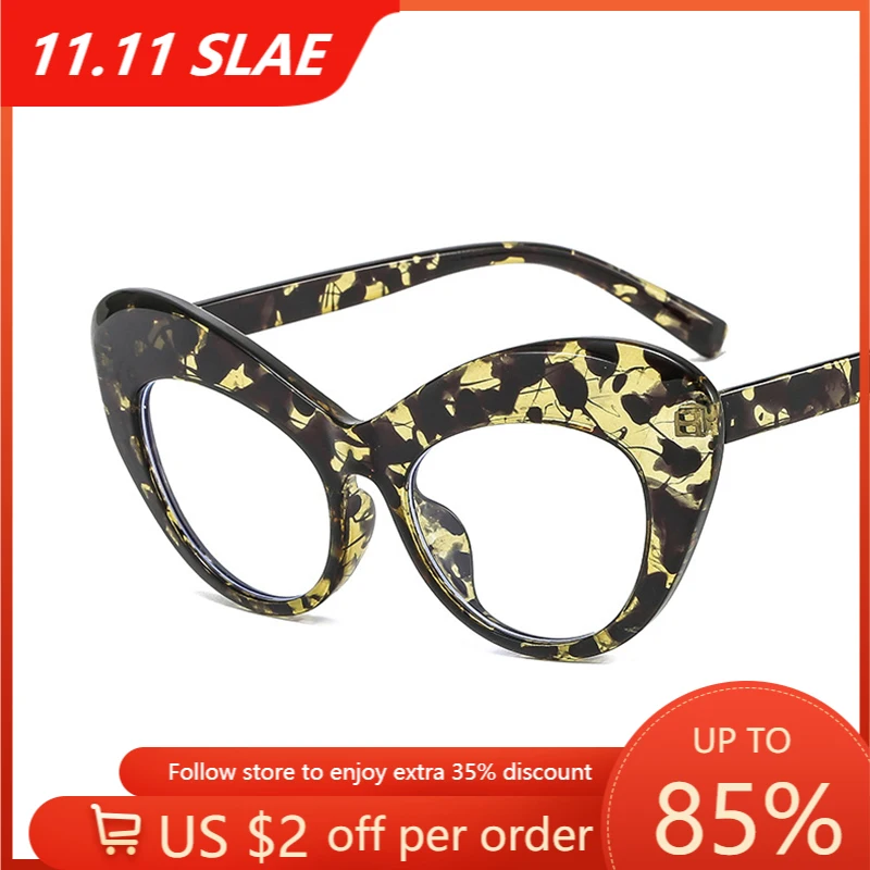 

Trends Office Cat Eye Anti Blue Light Glasses Women Blue Blocking Computer Goggles Oversized Big Frame Female Optical Eyeglasses