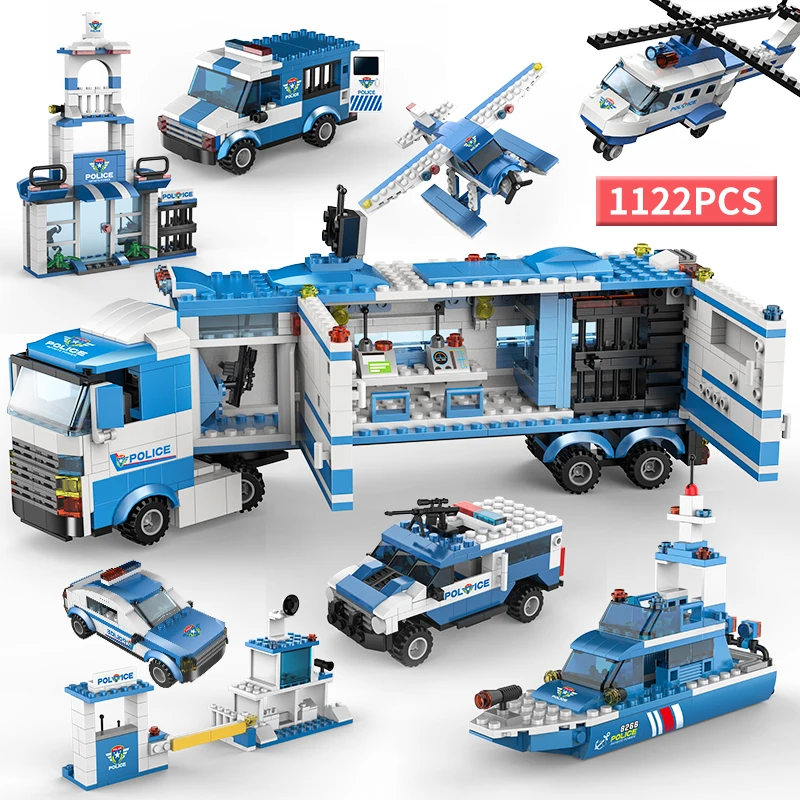 1122 шт. строительные блоки для грузовиков солдат полицейских спецназ техника