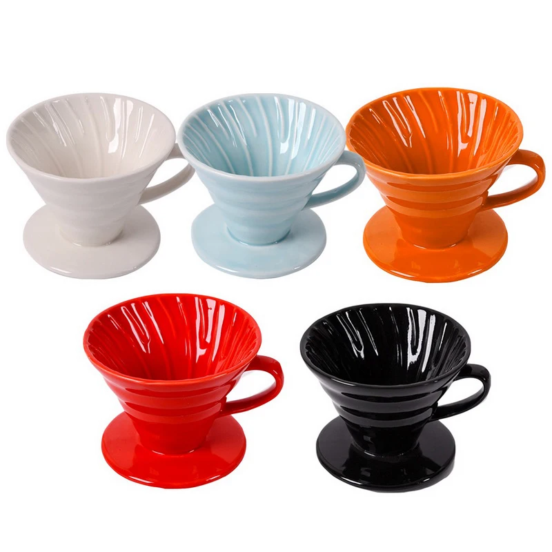 

Coffee Dripper Hand Drip Coffee Filter Ceramic Reusable Brewer Pour Over Coffee Maker Drip Cone Filter Permanent 1-2 Cup 4 Cup