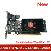 new video card hd7670 2g ddr5 128bit pci e graphics card with temperature controlled fan server size chassis available