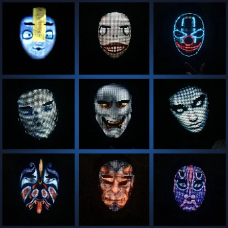 Mascarilla facial luminosa para Halloween, m&aacute;scara con brillo Variable, Led, cambios de gestos, accesorios para fiestas-0