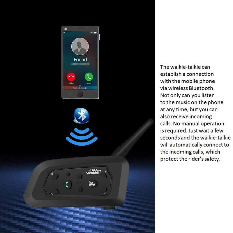 Bluetooth гарнитура для мотоциклетного шлема QPLOVE VnetPhone V6 1200 м|Наушники шлемов| |