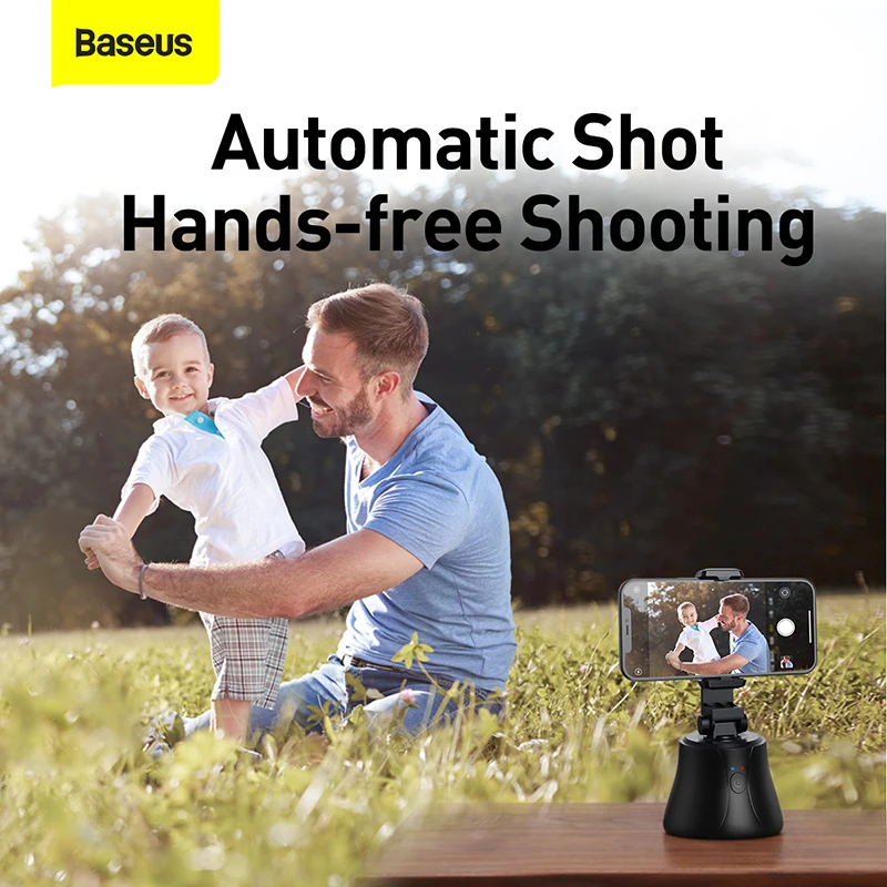 

Baseus Smart Bluetooth Selfie Stick 360 Rotation Al Following Shot Tripod Head Auto Face Object Tracking Hands-free Shooting