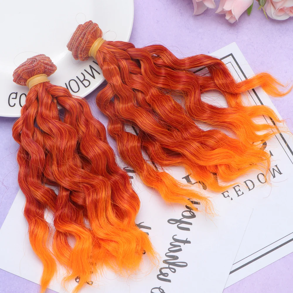 

4pcs Heat Resistant Curls Hair Wig Handcraft DIY Doll Wigs Hair Extensions Dolls Dress Accessories (Coffee)