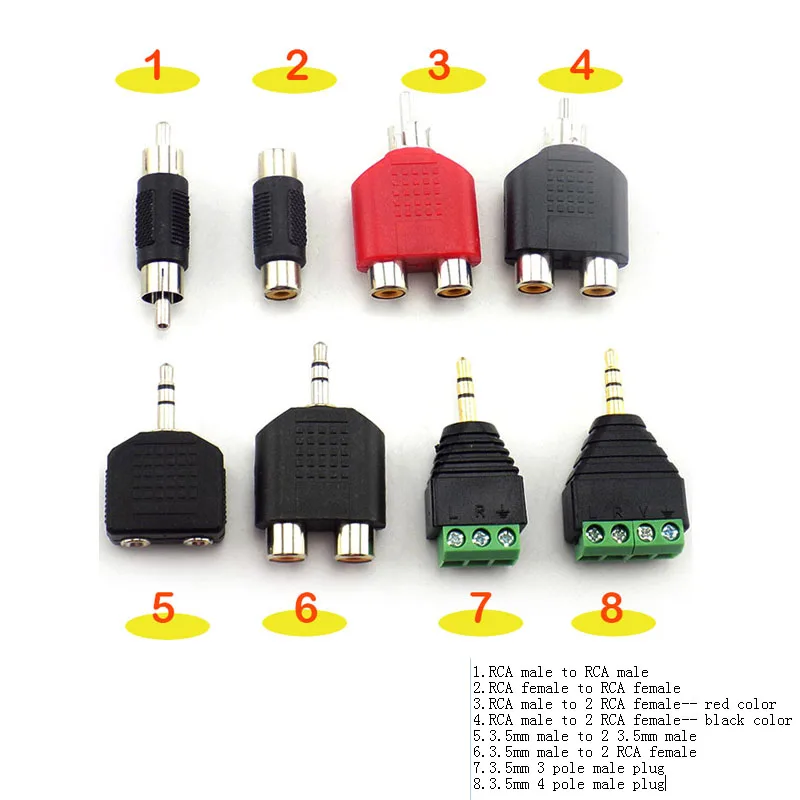 AV Jack RCA Male to Female Plug Video Converter Adapter DIY Audio Cable CCTV Camera Security System | Электроника