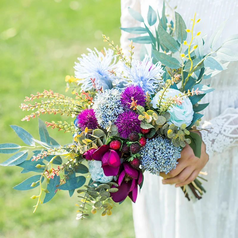 JaneVini 2020 элегантный свадебный букет ручной работы Шелковые Розы Гортензия