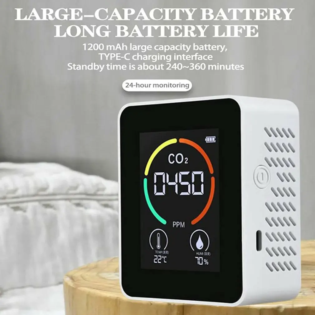 

Монитор воздуха, детектор углекислого диоксида углерода, монитор качества воздуха с концентрацией coweihмонитор температуры и влажности, инф...