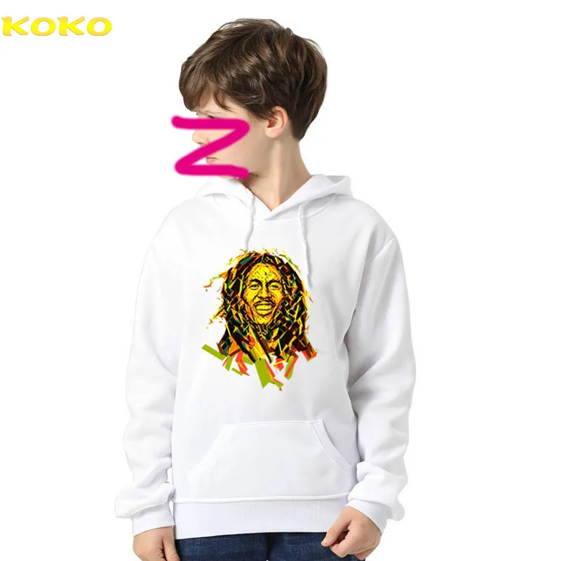 

Children Casual Bob Marley Print Hooded Baby Sweatshirt Loose Thick Harajuku Jumper Blouse Tops Hoodies Casual Girls Clothes