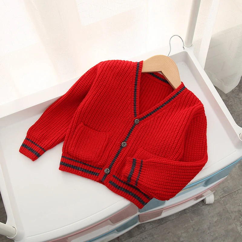Вязаная для маленьких девочек кардиган на возраст 1 2 3 4 года свитер малышей