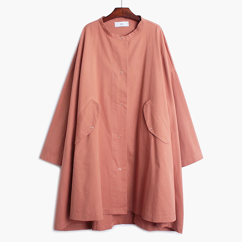 [LANMREM] Новинка весны 2020 модное одноцветное длинное Свободное пальто с карманами и