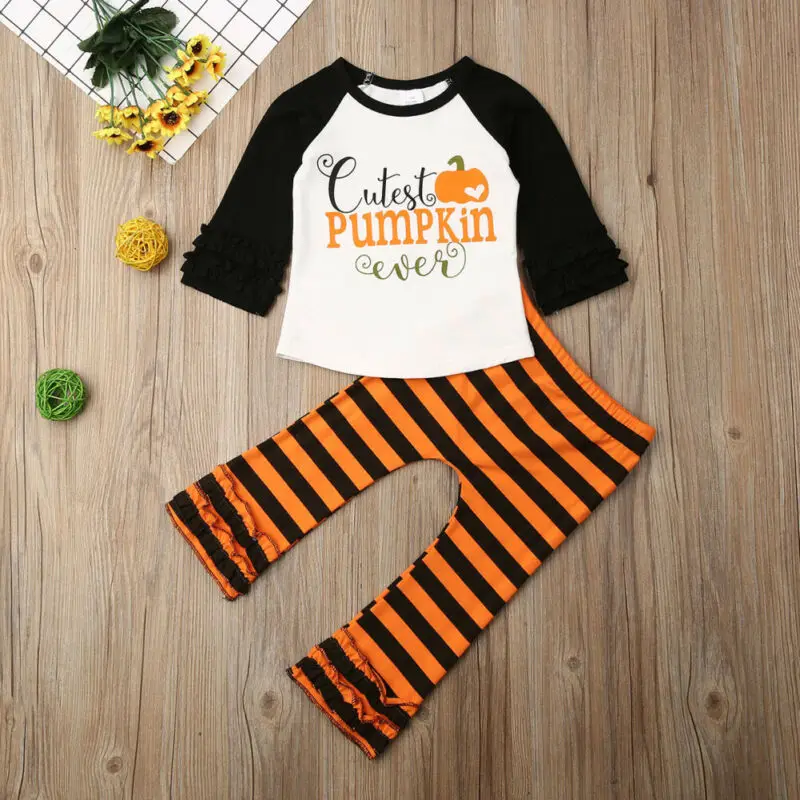 Комплект одежды на Хэллоуин для маленьких девочек от 6 месяцев до 5 лет топы с