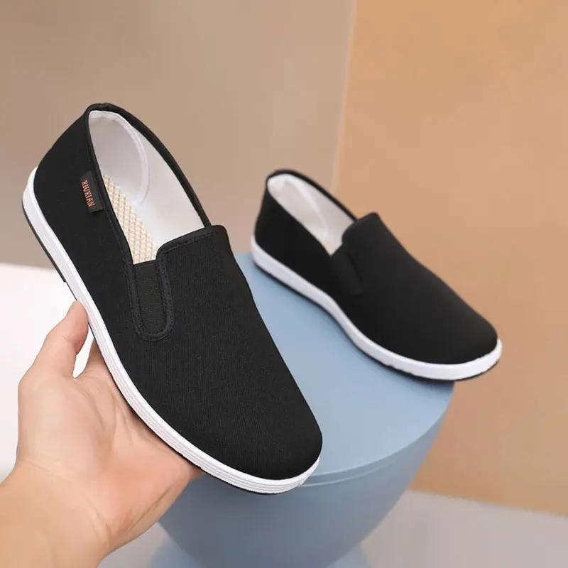 Туфли мужские хлопковые без шнуровки дышащие лоферы повседневная обувь для