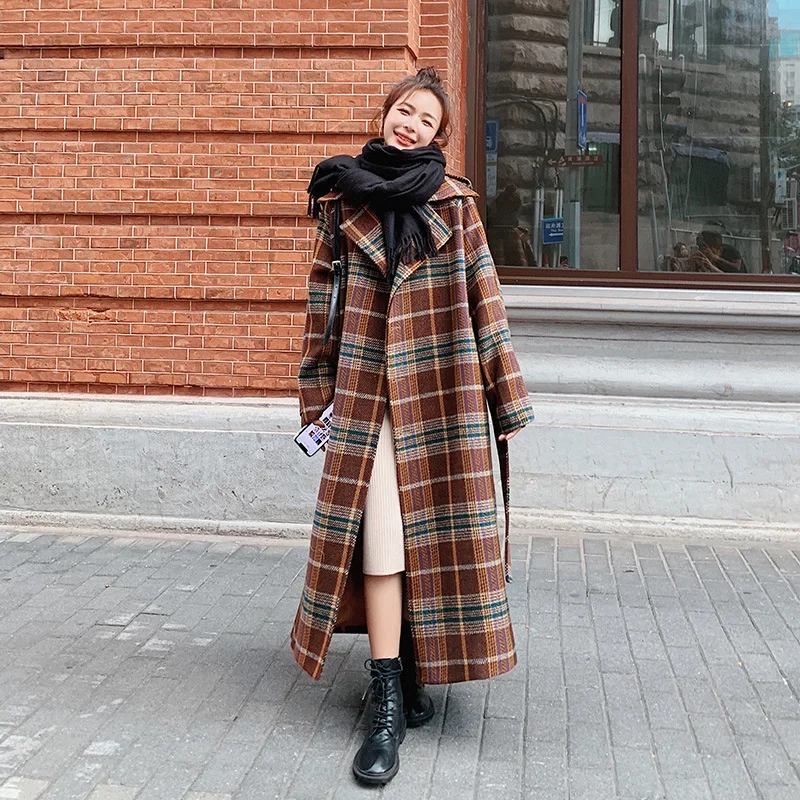 

Пальто женское Шерстяное в клетку, Осень-зима 2021